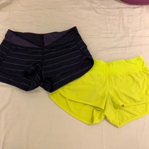 Lululemon Speed Shorts Size 4 Black/Grey & Yellow